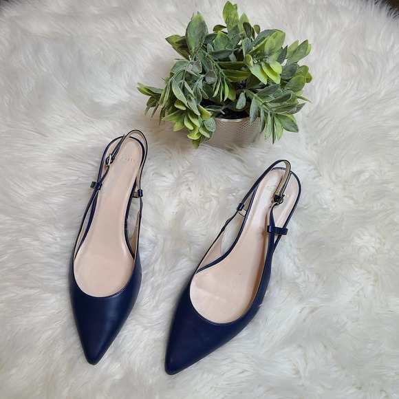 Cole Haan Shoes - Cole Haan Blue Vesta Slingback Kitten Heels